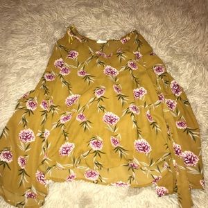 Floral yellow shirt with bell sleeves